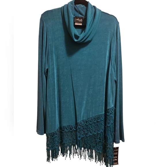 Cowl-neck tunic with fringe XXL NWT - Picture 7 of 7